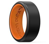 King Will Anillos de boda de silicona para hombres y mujeres, con patrón de corazón fino, negro, azul, azul menta/gris, anillo de compromiso de goma, 8 mm de ancho, 2,2 mm de grosor, T 1/2(62.08mm