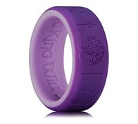 King Will Anillos de boda de silicona para hombres y mujeres, con patrón de corazón fino, negro, azul, azul menta/gris, anillo de compromiso de goma, 8 mm de ancho, 2,2 mm de grosor, Silicona, Sin