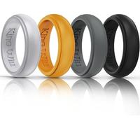 King Will Anillos de silicona de tungsteno para hombre, cómodos y transpirables, alianzas de boda para hombre en gris, azul, negro y oro, anillos de boda de goma de 8 mm de ancho para hombres,