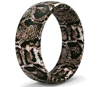 King Will Anillos de silicona para hombre, alianzas de boda de goma unisex, 7 mm de ancho, 2 mm de grosor, diseños impresos de camuflaje animal y grano de madera, anillos flexibles y transpirables de