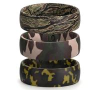 King Will Anillos de silicona para hombre, alianzas de boda de goma unisex, 7 mm de ancho, 2 mm de grosor, diseños impresos de camuflaje animal y grano de madera, anillos flexibles y transpirables de