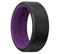 King Will Anillos de silicona para hombre, anillo de boda de goma de 8 mm, ajuste cómodo con diseño único de ranura interior, anillos de compromiso para uso diario y actividades (negro y morado), R 1
