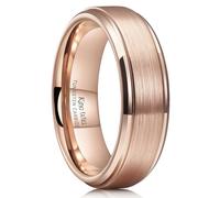 King Will Anillos de tungsteno para hombre, anillo de boda de oro rosa de 6 mm para mujer, borde cepillado pulido, anillo de aniversario de ajuste cómodo x 1/2 (12)