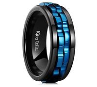 King Will Anillos giratorios de acero inoxidable para hombre, con dos engranajes negros, anillo de ansiedad de alto pulido para hombres y mujeres, Acero inoxidable, Sin piedras preciosas
