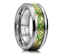 King Will Dragón 8mm/6mm Rojo/Azul/Verde/Naranja/Morado/Plateado/Negro/Azul celeste/Azul marino Anillo de Boda de Carburo de Tungsteno para Hombre con Dragón Celta Ajuste Cómodo, X 1/2(67.19mm