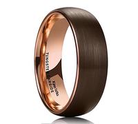 King Will DUO - Anillo de boda de carburo de tungsteno marrón de 8 mm para hombre, color oro rosa, ajuste cómodo, 10.5, U 1/2(63.36mm), Tungsteno, Sin piedras preciosas