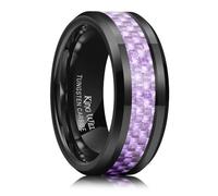 King Will GENTLEMAN - Alianza de boda de titanio con incrustaciones de fibra de carbono para hombre, color negro y plateado, ajuste cómodo, 6 mm, 7 mm, 8 mm, T 1/2(62.08mm), Carburo de tungsteno, Sin
