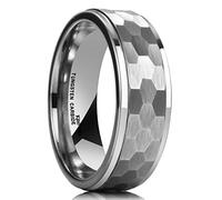 King Will Hammer - Alianza de tungsteno (8 mm), color plateado y negro
