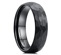 King Will Hammer Anillo de tungsteno de 8 mm, color plateado y negro, ajuste cómodo, para hombre, banda de boda pulida, borde escalonado y bordes biselados, W 1/2(65.91mm), Tungsteno, Sin piedras