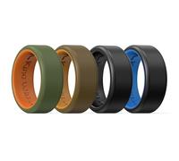 King Will Paquete de 4 anillos de silicona para hombre, diseño único de latido del corazón interior, 8 mm de ancho, 2,2 mm de grosor, anillos de boda de goma transpirable, anillo de ajuste cómodo