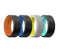 King Will Paquete de 4 anillos de silicona para hombre, diseño único de latido del corazón interior, 8 mm de ancho, 2,2 mm de grosor, anillos de boda de goma transpirable, anillo de ajuste cómodo,