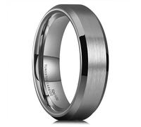 King Will Silver/Black/Gunmetal Grey Promise 6 mm/7 mm/8 mm Anillo de Boda para Hombre, Carburo de Tungsteno, Ajuste Cómodo, Bordes Biselados/Cantos de Escalón, N 1/2(54.43mm), Tungsteno Carburo de