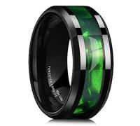 King Will Tungsten Carbide Wedding Band for Men - 8mm Black High Polished Inlay Blue Green Red Sand Sea Desert Star for Everyday Wear Comfort Fit