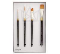 KINGART 1000H 4 PC. Original Gold Series Premium Golden Taklon, Multimedia Artist Brush Set, Short Handle, Gift Boxed, Set of 4 - Assorted Styles