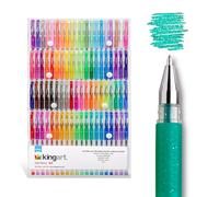 KINGART 400-80 bolígrafos de gel con purpurina, 80 colores brillantes con comodidad de agarre suave, cartucho de tinta XL, para colorear, garabatear, álbumes de recortes, diario y uso general, todas