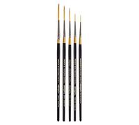 KINGART B-030 Premium - Juego de 5 Pinceles Dorados Originales de la Serie 9050, Taklon Dorado sintético para acrílico, óleo, Pintura de Acuarela, Mango Corto, 5 Pinceles tamaños: 18/0, 10/0, 1, 2, 4