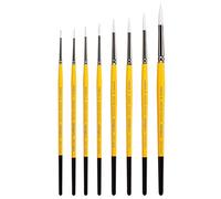 KINGART B-087 Premium 8 piezas Gold Grip 7950 Serie Redondo Pinceles de Artista Juego de Pinceles de Artista Blanco Nailon Pelo Sintético para Pintar la Cara Tela Cerámica Mango Corto 8 Tamaños 0 1 2