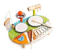 Kingbar Batería De Madera para Niños, Juguetes De Instrumentos Musicales De Percusión 6 En 1, Castañuelas De Campanas De Viento De Xilófono para Bebés, Juguetes Educativos Sensoriales Montessori, B