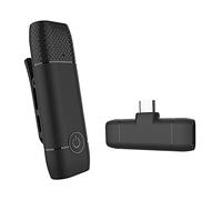 KingbeefLIU Micrófono Lavalier M10 2.4G inalámbrico negro profesional reducción de ruido control de voz en vivo Plug Play, micrófono de solapa portátil para grabación de teléfono móvil negro