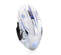 KingbeefLIU Ratón Sin Ratón Wolf X8 Silent 2.4GHz 2400DPI 6 Teclas Ratón óptico Inalámbrico Receptor USB Blanco