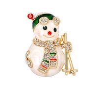 KingbeefLIU Señora Rhinestone con Incrustaciones De Muñeco De Nieve De Navidad Esmalte Broche Pin Decoración De Solapa Elegante Broche Vintage Regalo De Joyería AL399-A