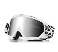 KINGBIKE Gafas de motocross MTB Dirt Bike ATV Cross Goggle seguridad Tactical Riding Motocicleta Gafas para hombre, mujer y jóvenes (blanco-plata, L)