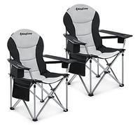 KingCamp 2 Sillas de Camping Plegables Ergonómicas Acolchadas 250kg Negra