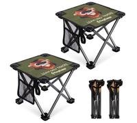 KingCamp 2 Taburetes Plegable Portátil con Diseño de Mono Dorado 180kg | Ultraligero con Bolsillo Lateral Tela Oxford Duradera Mini Silla para Excursiones Senderismo Pesca Camping Jardín y Eventos