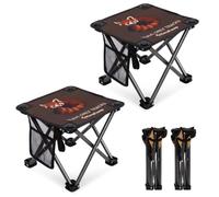 KingCamp 2pcs Taburetes Plegable Portátil con Estampado de Panda Rojo 180kg | Ultraligero con Bolsillo Lateral Tela Oxford Duradera Mini Silla para Excursiones Senderismo Pesca Camping Jardín y Eventos