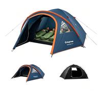 KingCamp 3-4 Personas Tienda Impermeable 3000mm Tienda Camping con Porche y Ventana PVC, Tienda Cúpula Doble Capa con Vestíbulo para Festival, Acampada Familiar, Jardín