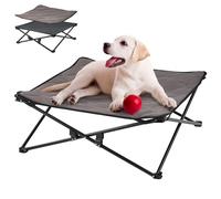 KingCamp Cama Elevada para Perros con Alfombrilla de Ante Extraíble, Cama Elevada Plegable Portátil de Camping para Perro Gatos Mascotas, en Textilene Transpirable, para Exterior Jardín, 77x77x30cm