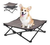 KingCamp Cama Elevada para Perros con Alfombrilla de Ante Extraíble, Cama Elevada Plegable Portátil de Camping para Perro Gatos Mascotas, en Textilene Transpirable, para Exterior Jardín, 57x57x23cm
