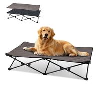 KingCamp Cama Elevada para Perros con Alfombrilla de Ante Extraíble, Cama Elevada Plegable Portátil de Camping para Perro Gatos Mascotas, en Textilene Transpirable, para Exterior Jardín, 132x68x29cm