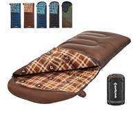 KingCamp, Grande y Alto, Cremallera Juntos para Acampar Familiar 4 Estaciones, Ligero, Resistente al Agua para Camping, Senderismo, mochileros, Unisex, 90 x 35 Pulgadas | Café de 5°~3.9 °C, Right Zip