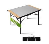 KingCamp Mesa de camping plegable con marco de aluminio, superficie enrollable (102 x 70 cm) para 4-6 personas, mesa de camping plegable con bolsa de transporte, soporta hasta 80 kg, plata, L