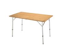 KingCamp Mesa Plegable de Bambú 120x70cm Mesa de Centro de Altura Ajustable 48/57/70 cm Mesa de Ahorro de Espacio portátil para Interiores al Aire Libre Enrollable Camping Jardín Picnic 4-8 Personas