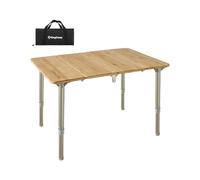 KingCamp Mesa Plegable de Bambú 60 x 40cm 4 Pliegues Altura Ajustable 27-40cm,Recubrimiento Anti-UV, para 1-2 Personas Mesa de Camping Portátil Jardín Barbacoa Picnic