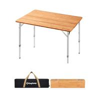 KingCamp Mesa Plegable de Bambú de Centro Plegable de Altura Ajustable Mesa de Ahorro de Espacio portátil Interiores al Aire Libre Enrollable Camping Balcón Jardín Picnic 65x50x45 / 52 / 65cm