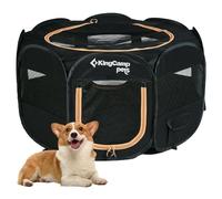 KingCamp Parque para Perros 74 x 74 x 43 cm, Parque Plegable para Mascotas con Ventanas de Malla, Portátil Parque para Gatos Cachorro Conejo Exterior Interior, Jaula Perros de Tela Oxford, Negro S