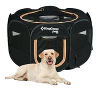 KingCamp Parque para Perros 91 x 91 x 58 cm, Parque Plegable para Mascotas con Ventanas de Malla, Portátil Parque para Gatos Cachorro Conejo Exterior Interior, Jaula Perros de Tela Oxford, Negro M
