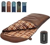 KingCamp Saco de dormir de franela de algodón, 90 x 35 pulgadas, sacos de dormir para adultos, clima frío, grande y alto, cremallera juntos para saco de dormir 2P para 4 estaciones, ligero, resistente