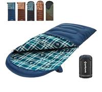 KingCamp Saco de dormir de franela de algodón, 90 x 35 pulgadas, sacos de dormir para adultos, clima frío, grande y alto, cremallera juntos para saco de dormir 2P para 4 estaciones, ligero, resistente