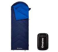 KingCamp Saco de Dormir de Franela para Adultos,(190+30) x75cm 1.55kg, 3-4 Estaciones,Impermeable, para Interiores y Exteriores, para Senderismo, Mochileros (Azul y Azul Claro)