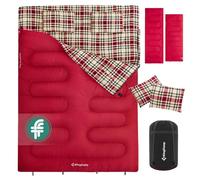 KingCamp Saco de Dormir Doble de Franela con 2 Almohadas Saco de Dormir Invierno para 4 Estaciones Comodo y Calido con Bolsa de Tansporte Saco de Dormir Adultos para Camping Exterior Interior Viajes