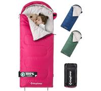 KingCamp Saco de Dormir Infantil de algodón, Ligero e Impermeable, Apto para Camping en Interiores y Exteriores, para niños de 10 a 12 años (hasta 100-140 cm), Rosa