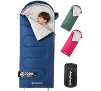 KingCamp Saco de Dormir Infantil de algodón, Ligero e Impermeable, Apto para Camping en Interiores y Exteriores, para niños de 10 a 12 años (hasta 100-140 cm), Azul