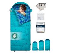 Kingcamp Saco de dormir infantil de franela de algodón, cálido y cómodo, impermeable, para 10 - 12 años (hasta 145 cm), accesorios de camping para viajes y actividades al aire libre en invierno