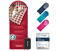 KingCamp Saco de Dormir Niños Franela de Algodón | 170 X 70 cm | 7℃ a -13 ℃ | Cálido y Cómodo para Niñas(Altura máxima hasta 145 cm) | Invierno Camping Accesorios, Viajes y Actividades