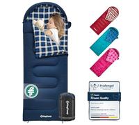 KingCamp Saco de dormir para niños, saco de dormir cálido para invierno, 3 - 4 estaciones, para niños, camping, senderismo, 170 x 70 cm, confort: 7 °C, 1,4 kg, (azul marino, izquierdo)