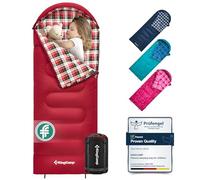 KingCamp Saco de dormir para niños, saco de dormir cálido para invierno, 3 - 4 estaciones, para niños, camping, senderismo, 170 x 70 cm, confort: 7 °C, 1,4 kg, (rojo, izquierda)